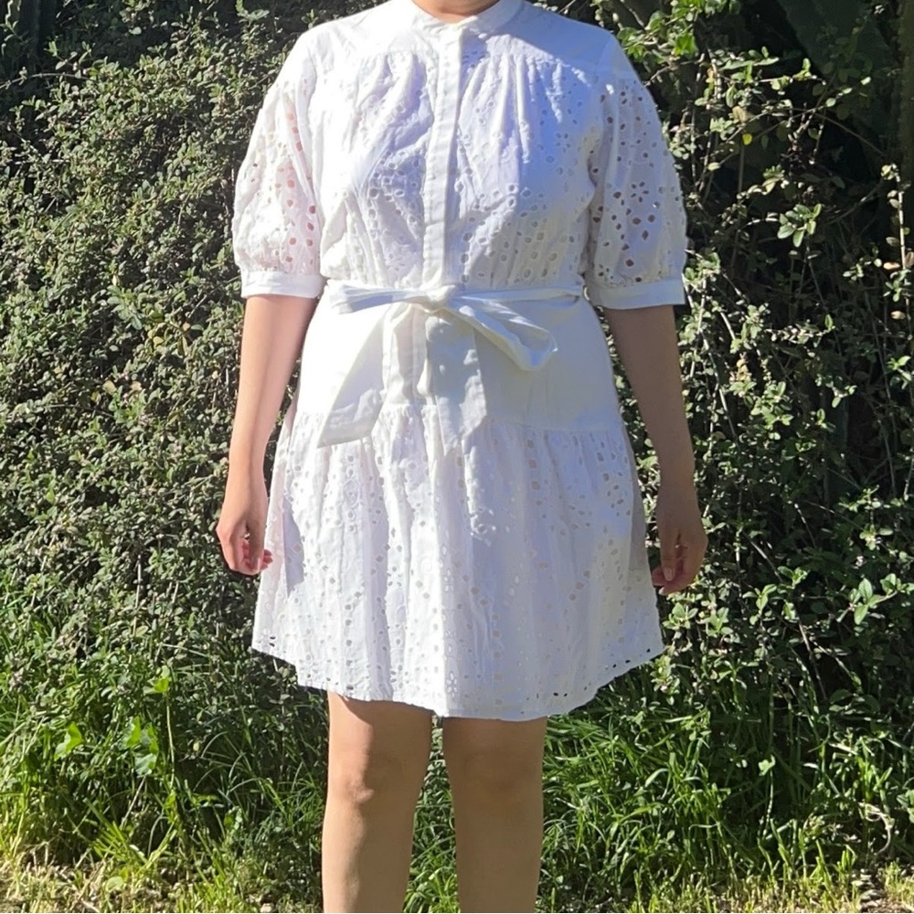 Chic White Eyelet Mini Dress